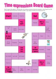 English Worksheet: Time expressions board game