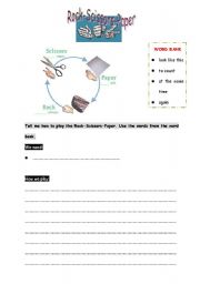 English Worksheet: Rock-Scissors-Paper Game -- Writing Exercise