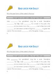 English worksheet: Past forms_Bad luck for Sally