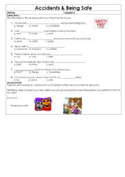 English Worksheet: Accidents and Being Safe