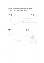 English worksheet: ALPHABETS - VOCABULARY & DRAWING