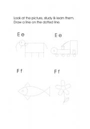 English worksheet: ALPHABETS - VOCABULARY & DRAWING