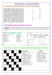 English Worksheet: Numbers- some amusing exercises + correction