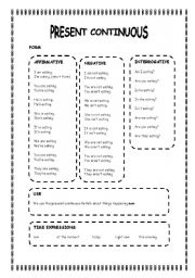 English Worksheet: PRESENT CONTINUOUS