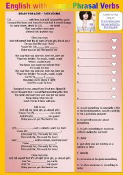 English Worksheet: ENGLISH WITH SONGS: PHRASAL VERBS 