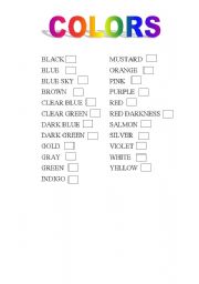 English Worksheet: Colours
