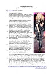 English Worksheet: madonnas carbon tour 