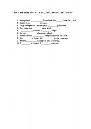 English Worksheet: to be