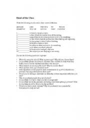 English Worksheet: Hrad of the class