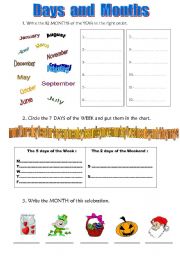 English Worksheet: DAYS and MONTHS