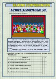 English Worksheet: READING COMPREHENSION - 