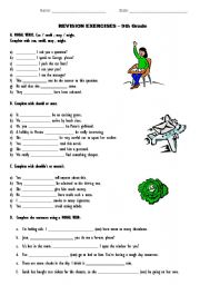 English Worksheet: Revision exercises - 9th grade