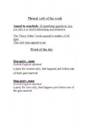 English Worksheet: a useful phrasal verb