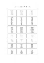 English worksheet: Irrugular Verbs List