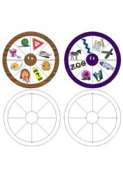 English Worksheet: Letter Wheels Y and Z Part 5 of a set of 5 (One wheel for each letter of the alphabet)