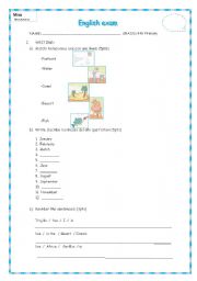 English Worksheet: Englsih exam 4th grade primary