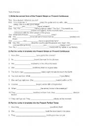English Worksheet: Tenses of verbs