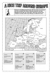 English Worksheet: A NICE TRIP AROUND EUROPE 1/ 3