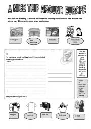 English Worksheet: A NICE TRIP AROUND EUROPE 2 / 3