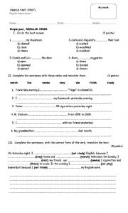 English worksheet: simple past test