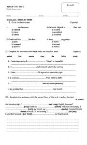 English Worksheet: simple past test