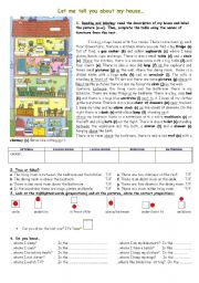 English Worksheet: Let me tell you about my house…