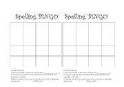 English Worksheet: spelling bingo