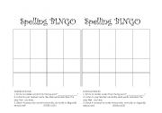 English worksheet: spelling bingo