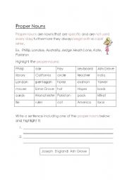 English Worksheet: Proper nouns