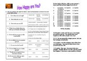 English Worksheet: How happy are you?