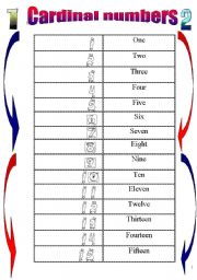 English worksheet: Cardinal numbers 1-1000