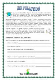 English Worksheet: AIR POLLUTION