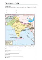 English Worksheet: Webquest India