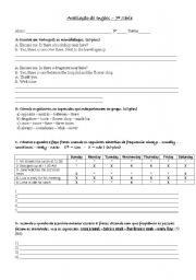 English Worksheet: English test - 7th grade