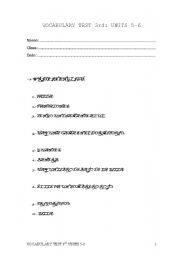 English worksheet: vocabulary exam 3rd course (clothes,house...)