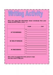 English worksheet: Present Simple - Writing Activity - 3rd person