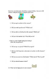 English worksheet: What did you do in the Summer?
