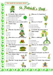 English Worksheet: St. Patricks Day