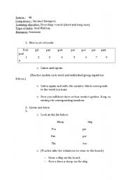 English Worksheet: short and long vowels