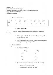 English worksheet: short and long vowels