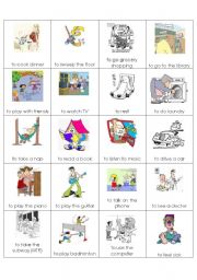 English Worksheet: Flashcards of Daily Routines - Beginner Level