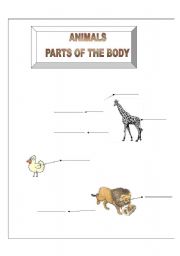 English Worksheet: ANIMALS - LABEL THE PARTS OF THE BODY