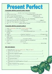 English Worksheet: Present Perfect Simple