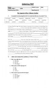 English Worksheet: The Legend of the Chinese Zodiac