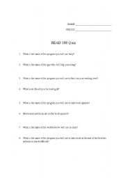 English Worksheet: READ 180 Quiz
