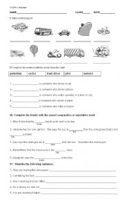  Means of transports, Comparative and Superlative forms