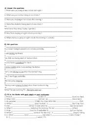 English Worksheet: Past Continuous Exercises