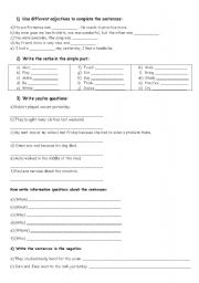 English worksheet: Exercises for elementary students - past tense