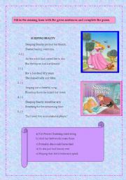 English Worksheet: sleeping beauty- reading lesson plan with its activities- 7 pages