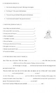 English worksheet: written exam based on Snow White PART 2